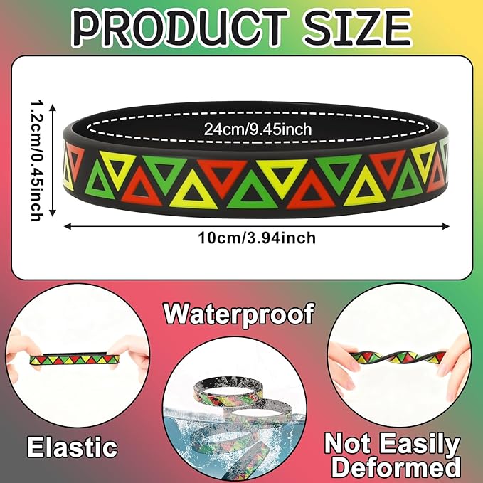 JUNEBRUSHS 42Pcs Black History Month Party Favors, Freedom Day Silicone Rubber Wristbands Bracelets for Party Supplies Decorations Goodie Bag Stuff Fillers Accessories(6 Designs)
