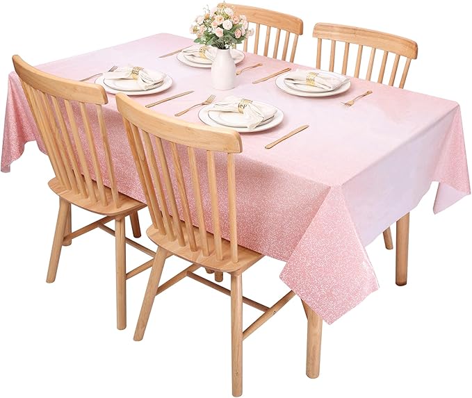 Kesfey 3 Packs Ombre Rose Gold Tablecloth 54 x 108 Inch Gradient Pastel Rose Gold Sequin Table Cloths Rectangle Disposable Plastic Rose Gold Sprinkle Glitter Table Cover for Birthday Party Decorations
