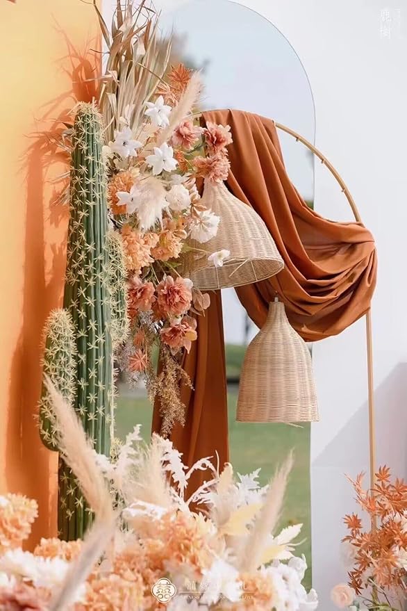 Sheer Chiffon Backdrop Curtains 10ft x 10ft(5ft x 2Panels)， Chiffon Fabric Drapes for Wedding, Long Sheer Curtain for Living Room, Arch Party Stage Decoration (Terracotta, 120 x 120 Inch)