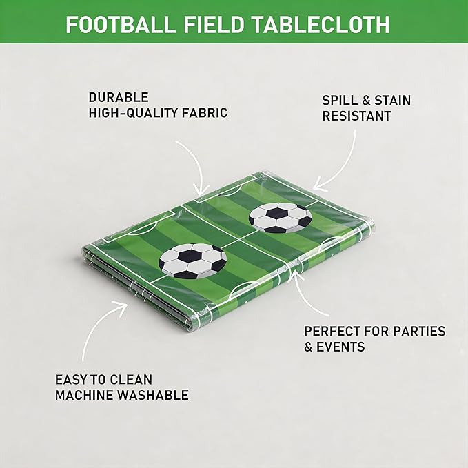 OHOME Soccer Party Decorations - 2 PCS Soccer Tablecloth | Soccer Birthday Party Decorations Table Covers - Soccer Party Favors Accessories Supplies for Indoor Outdoor Decor