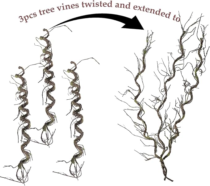 1Pcs 71inch Bendable Artificial Floral Grapevine Garland Fake Realistic Woody Tree Branches Plants Twigs Stems Trunk with Moss for Outdoor Mantel Wall Hanging Garden Halloween Jungle Room Decoration