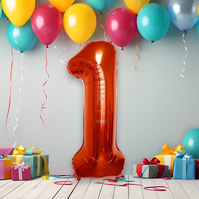 40 Inch Large Red Number Celebration and Decoration Balloon for Birthday Parties, Graduations, Anniversaries, Weddings, Photo Shoots, Special Events - Helium Foil Mylar (Red Number 1)