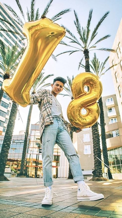 17 Gold Number Balloons, 40 Inch Balloons for Woman Man 17th Birthday Party Decoration, Foil Number Ballon for 17, 71 Anniversary, Bridal Shower, Graduation, Valentine's Day, Mother's Day, Easter