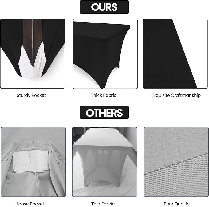 Utopia Kitchen Spandex Tablecloth 1 Pack [5FT, Black] Tight, Fitted, Washable and Wrinkle Resistant Stretch Rectangular Patio Table Cover for Event, Wedding, Banquet & Parties [60Lx30Wx30H Inch]