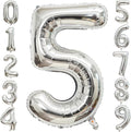 40 Inch Large Silver Number 5 Letter Balloon, Alphabet Letter Mylar Foil Helium Big Number Balloons for Birthday Anniversary Party Graduations Festival Decorations