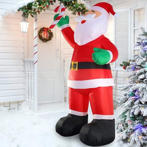 10ft Inflatable Christmas Decorations, Christmas Santa Claus with Candy with LED Light Blow Up for Christmas Party Indoor, Outdoor, Yard, Garden, Lawn
