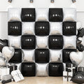 Black Silver Square Foil Balloon Wall,25Pcs Double Sided Foil Balloons Backdrop Helium Polyester Tunnel Arch Garland Kit for Birthday Bridal Anniversary Baby Shower Party Decorations