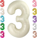 Numbers Balloon 3, 40 Inch Large Cream White Balloon for Three Year Old Birthday Decor, 3 13 30 31 Birthday Party Decorations for Wedding Supplies
