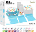 Exquisite 350 Pcs Blue Happy Birthday Plates and Napkins Set, Blue Birthday Plates Set, 50 Of Each 9" Dinner Plate, 7" Dessert Plate, 12 oz Cups, Napkins & Cutlery Plastic Dinnerware Set