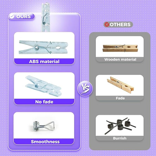 100PCS Baby Shower Clothespins Games Girl Plastic Clothes Pin with Waterproof Bag Mini Clear Pin Bulk 1.37 inch for Party Decorations, DIY Crafts