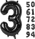 3 Balloon, Black Number Balloon 40 Inch, 3rd Three Year Old Birthday Deco, Black Party Supplies for Party Decorations, Number 3 Balloon