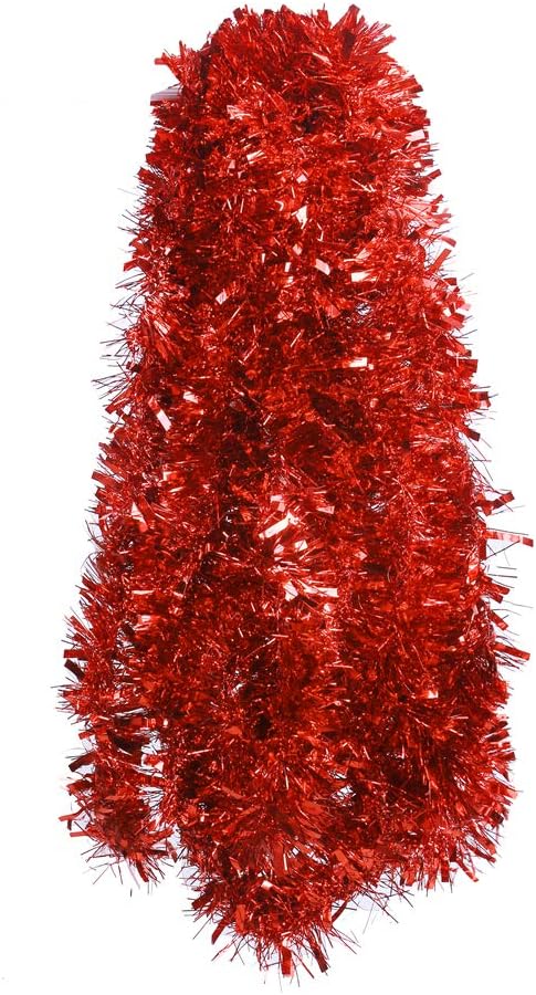 DECORA Red Tinsel Garland for Christmas Tree Decorations Wedding Birthday Party Supplies 33 FEET