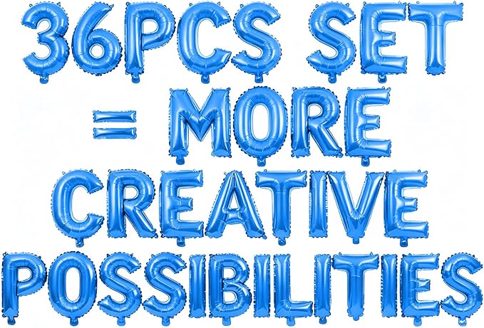 36 Pcs Blue Letter Balloons, Custom A-Z Set for Personalizing Names & Phrases Party Supplies Banners - with 1 Set ABEILMNOPS for Wedding/Birthdays/Annivs/Grads Party Decoration Banner Custom Phrase