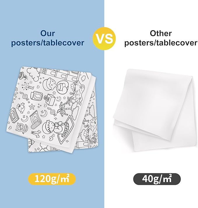 OHOME Ramadan Giant Coloring Poster/Tablecloth-Ramadan Decorations - Jumbo Coloring Banner Kids Eid Crafts Activities Decor Party Decorations