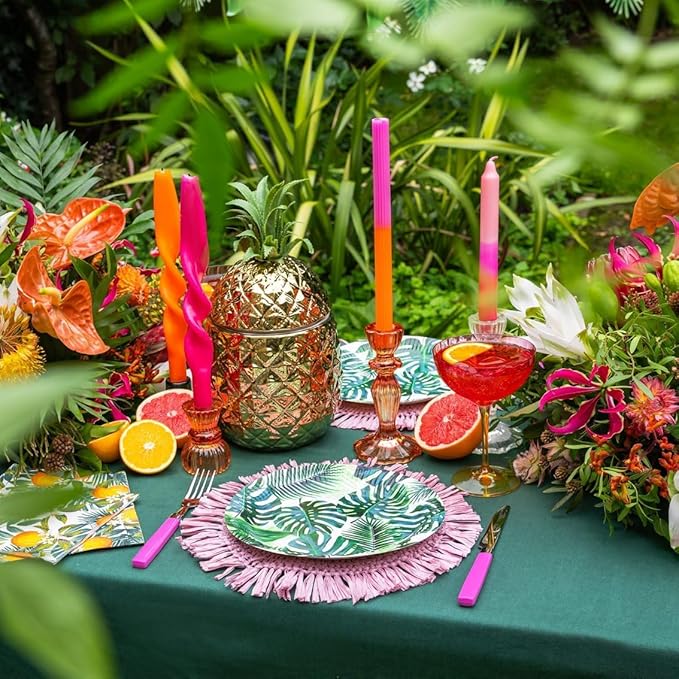 Talking Tables 240 x 3ply Tropical Cocktail Napkins Disposable Paper Palm Leaf Serviettes for Kid's Jungle Party, Hawaiian Theme, Luau, Summer, Picnic, Decoupage, Green, Party Supplies
