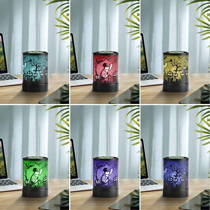 Halloween Wax melt Metal Warmer for Scented with 7 Colors LED Changing Wax Burner Melter and Scentsy Warmer for Halloween Decorations Indoor