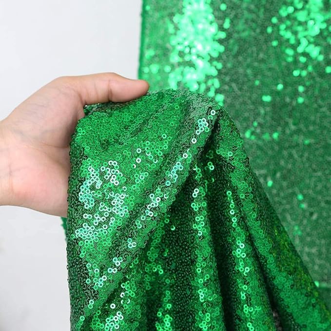 B-COOL Green Backdrops 4 Panels 2ftx8ft Sequin Backdrop Curtains Fabric Shiny Backdrop Fabric Dark Green Stage Backdrop Drapes Party Decorations
