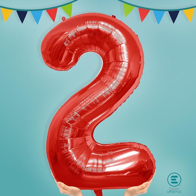 40 Inch Large Red Number Celebration and Decoration Balloon for Birthday Parties, Graduations, Anniversaries, Weddings, Photo Shoots, Special Events - Helium Foil Mylar (Red Number 2)
