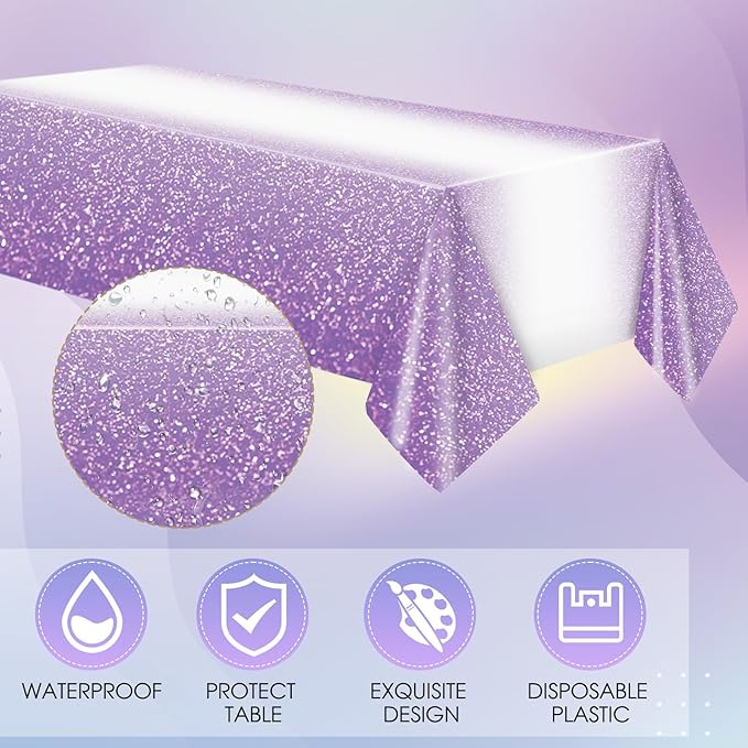 41Pcs Ombre Purple Party Decorations Disposable Party Tableware Set Gradient Pastel Purple Paper Plates Napkins Tablecloth, for Wedding Birthday Anniversary Lavender Party Decorations,Serve 20