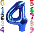 40 Inch Metallic Blue Number 4 Balloon, Giant 4 Number Balloons for 4th Birthday Decorations, Party Supplies for Baby Boy Girl, Metallic Blue Party Decor