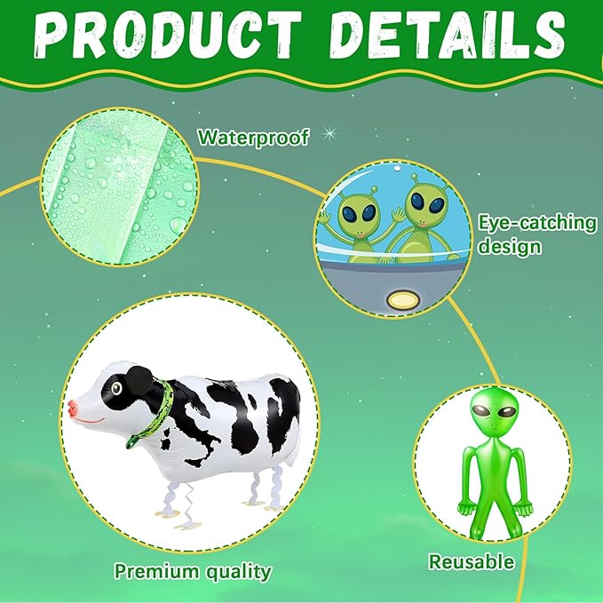 Alien Door Curtains with Tinsel Foil Fringe Curtain Alien Cow Balloon Party Decorations UFO Spacecraft Flying Saucer Spaceship Hanging Banner Backdrop for Birthday Baby Shower Wall Door Decor (Green)