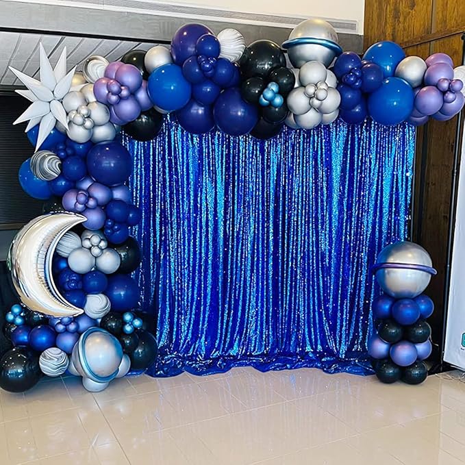 B-COOL Royal Blue Sequin Backdrop Curtains 2 Packs 2ftx8ft Sparkly Backdrop Fabric Glitter Backdrop for Party Ceremony Wedding Background Decoration