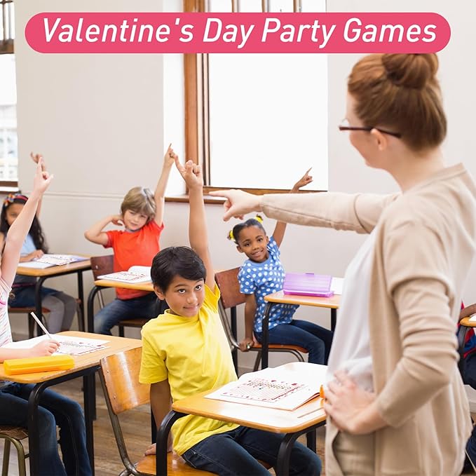 COCHIE 30 Players Valentine's Party Games for Adults Family Office Large Groups, Valentines Parties Words Pictionary Game, Phrases Guesstures Game, Word Scramble Games with Answer Key