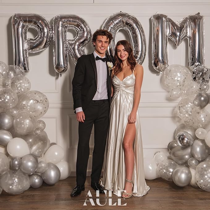 AULE 40 Inch Big Letter Balloon Silver N Large Foil Helium Alphabet Balloons A-Z for Birthday Anniversary Graduation New Year Party Decoration Supplies