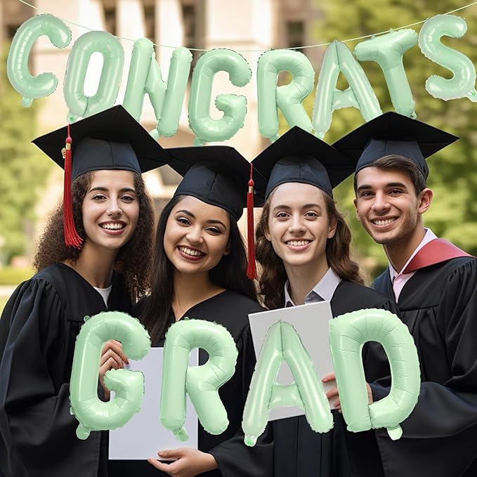 KALOR 16 Inch Olive Green Congrats Grad Banner Balloons, Olive Green Congrats Grad Letters Sign, Graduation Decorations 2026 for Graduation Party Decorations 2026