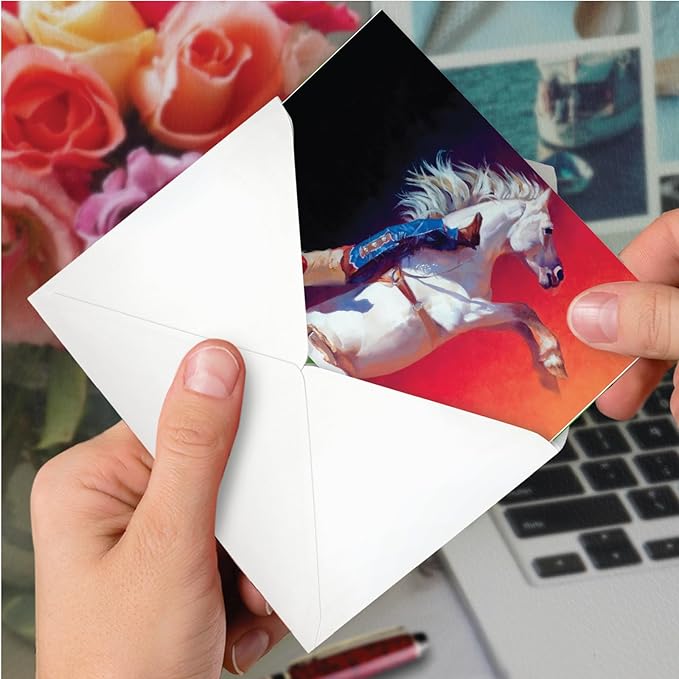 NobleWorks - Birthday Greeting Card with 5 x 7 Inch Envelope (1 Card) Bday Cowboys and Horses C2823BBDG