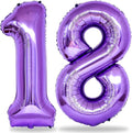 Purple Number 18 Birthday Balloons, 40 Inch Large Mylar Foil Number 1 & 8 Balloons for 18 Year Old Girls, 18th Birthday Party Decorations for Women Anniversary