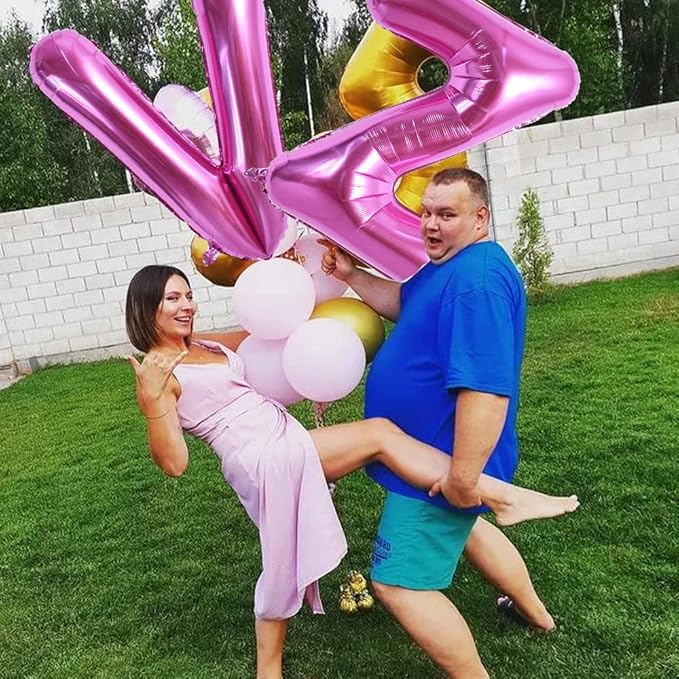 TONIFUL 40 Inch Large Rose Red Letter Z Balloons - Giant Hot Pink Alphabet Letter Balloons for Birthday Party Anniversary Supplies Decorations