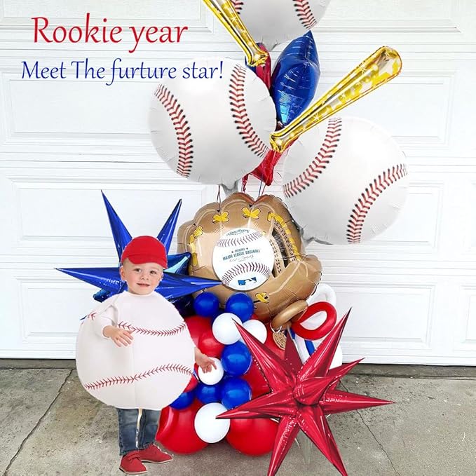 Baseball Balloon garland arch kit 150pcs Red Blue White Silver and Star Baseball bat glove foil balloons fot Sport theme Party Rookie Year 1st Birthday decorations