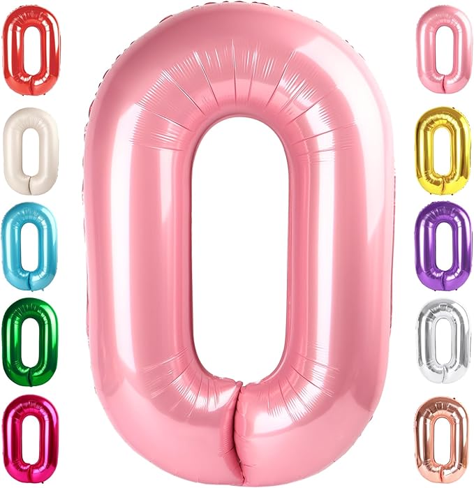 Number 0 Balloons 40 Inch Pearl Pink Number Balloons for 10 20 30 40 50 60 70 80 90 100 Numbers Balloon Birthday Decorations Wedding Event Baby Shower