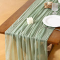 Socomi 6pcs Sage Green Cheesecloth Table Runner Gauze Valentine's Day 120 Inch Rustic Boho Cheese Cloth Runner for Wedding Party Baby Bridal Shower Centerpiece Decoration Holiday Home Decorations