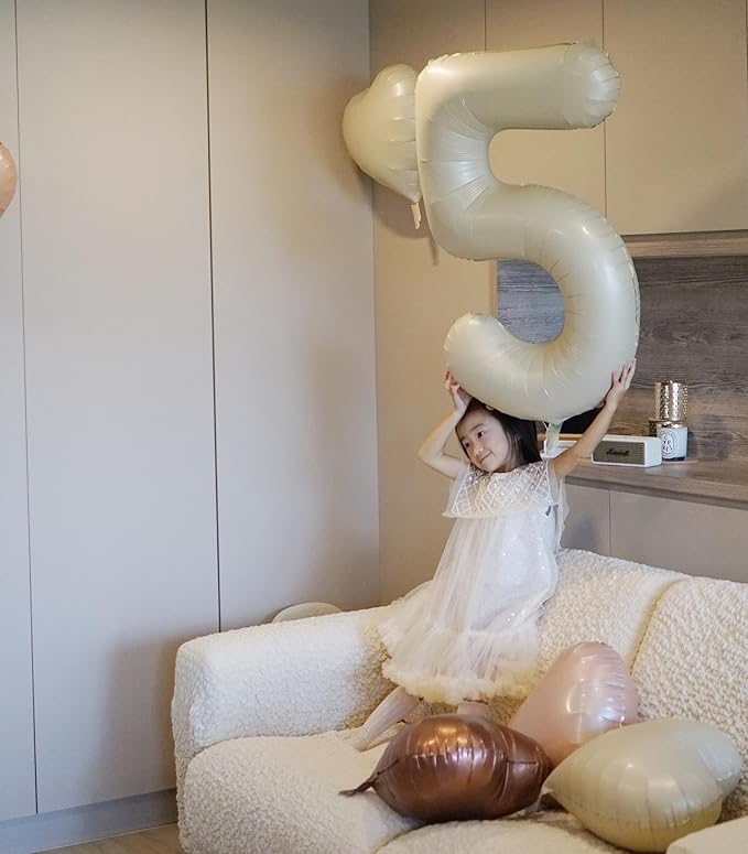 Cream Number 4 Balloon 40 Inch, 4 Balloon Number, 4th Birthday Decorations, Cream Party Supplies for Boys Girls
