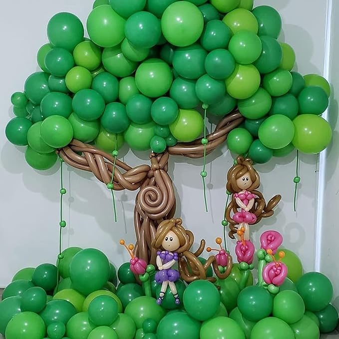 105pcs Green Balloons 12inch Party Latex Balloons for Birthday Dinosaur Baby Shower St. Patrick's Day Summer Jungle Forest Safari Party Decorations