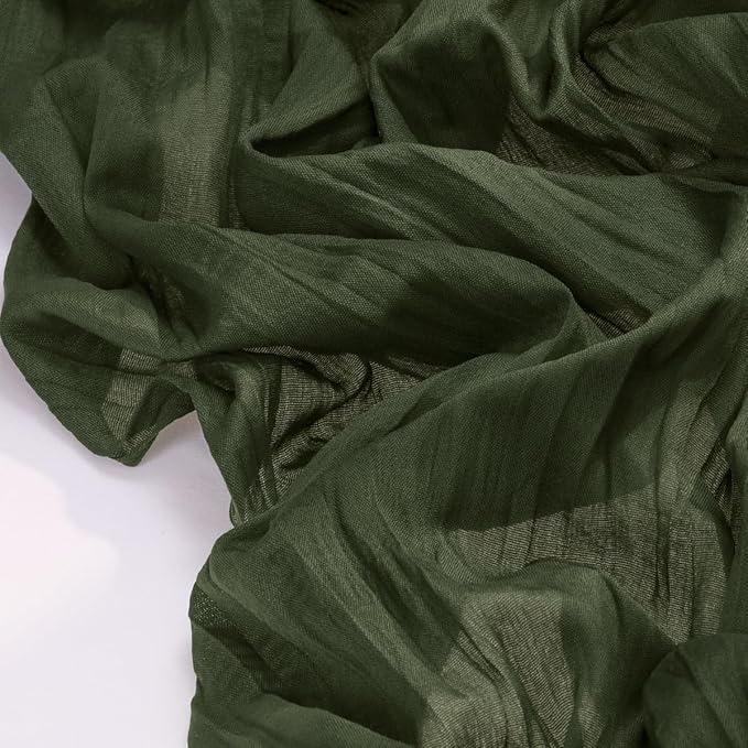 Socomi Olive Green Spring Cheesecloth Table Runner Boho Rustic Gauze 120 inch 10FT Cheese Cloth Runner for Wedding Party Baby Shower Birthday Home Decor