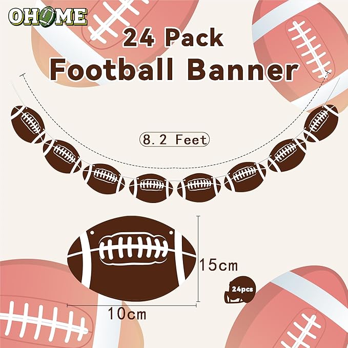 OHOME Football Party Decorations for Super Game Bowl 2026 - Game Day Banner | Football Party Decorations Supplies Favors Indoor Outdoor - Birthday Hanging Backdrop Sports Theme Decor for Wall Home