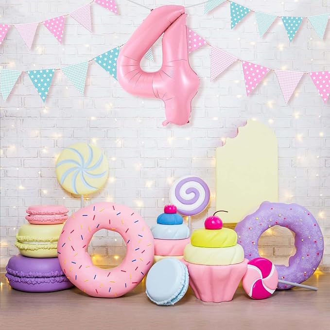 Number 4 Balloon 40 Inch Pink Number Balloon Foil Mylar Alphabet Balloon for Birthday Wedding Baby Shower Party Large Number Balloon