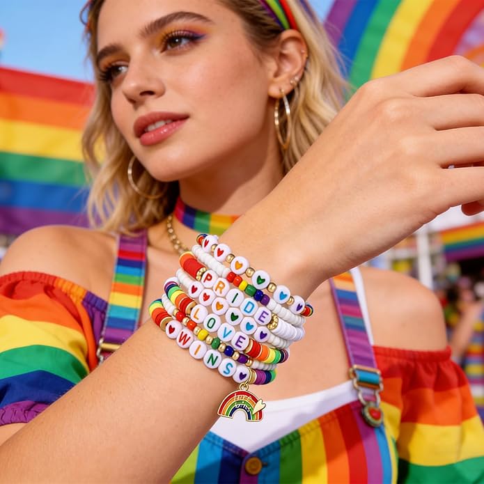 Surfer Heishi Bracelets for Women Stackable Rainbow Vinyl Disc Clay Beaded Stretch Bracelets Elastic Layering Friendship Bracelets Boho Summer Beach Jewelry