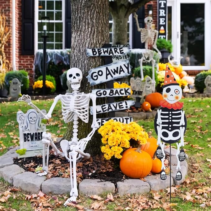 hogardeck Halloween Decorations Outdoor, Metal Skull Decorative Garden Stakes for Halloween Decor, Metal Yard Signs for Outside Garden Lawn Porch Party Decorations