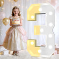 Pooqla 3FT Light Up Marquee Numbers, LED Large Lighted Marquee Numbers for Party Decoration, Giant Mosaic Number for Balloon 3rd 13th 30th Birthday Decoration, LED Light Up 3
