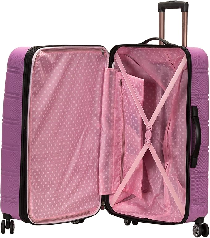 Rockland Melbourne Hardside 2 Piece Expandable Spinner Wheel Luggage Set, (20"/28"), Pink