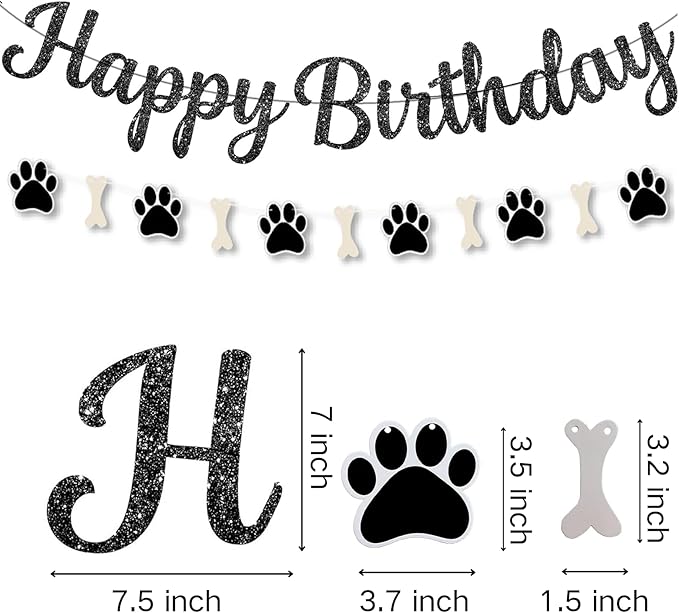 Dog Paw Birthday Banner，Happy Birthday Banner Decorations for Boys Girls Baby Shower Party Hanging Baby Shower Party Supplies