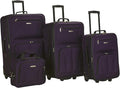 Rockland Fashion Softside 4 Piece Luggage Set, Expandable, (14" Tote/19"/24"/28"), Purple