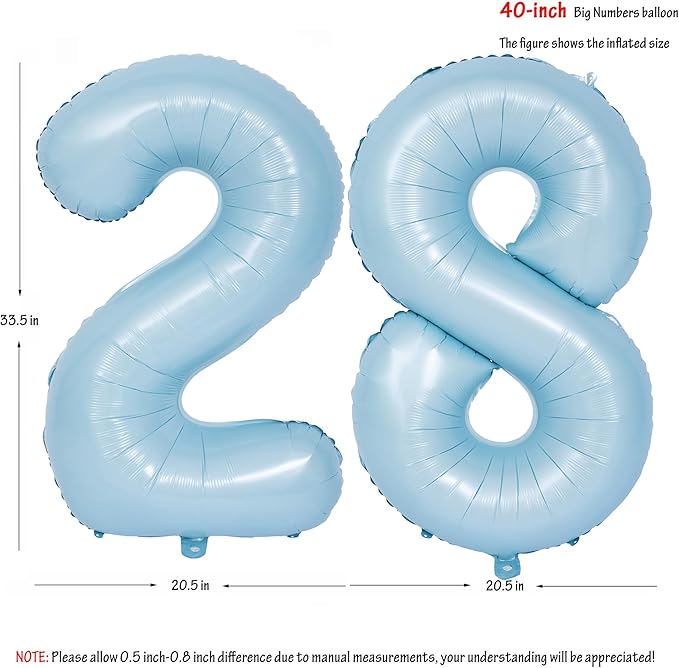 40 In Matte Blue Number Balloons Helium Foil Mylar Balloon Birthday Party banquet Decoration Digital 28