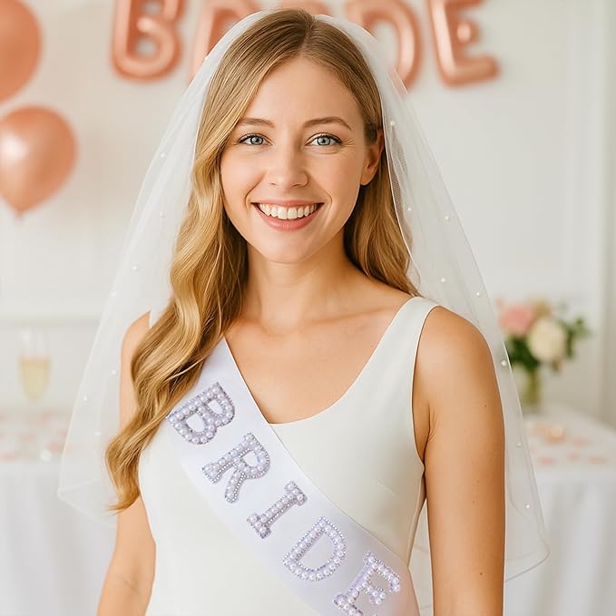 Bride to Be Sash Veil Bachelorette Party Accessories, Bridal Shower Decorations, Engagement Gifts for Bride