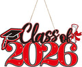 2026 Graduation Signs Decorations, 7 Pcs Class for 2026 Wooden Sign Graduation Party Photo Booth Prop, Wood Cutout High School College Graduation Ceremony Decor Supplies (Red & Black)
