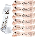 Luwigs Team Bride 7pcs Satin Sash Set - 6 Team Bride Sashes + 1 Bride to Be Sash Bridesmaids Sashes for Wedding Bridal Shower Party Decorations (Pink&White)